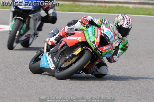 2009-05-09 Monza 0916 Supersport - Free Practice - Katsuaki Fujiwara - Kawasaki ZX-6R